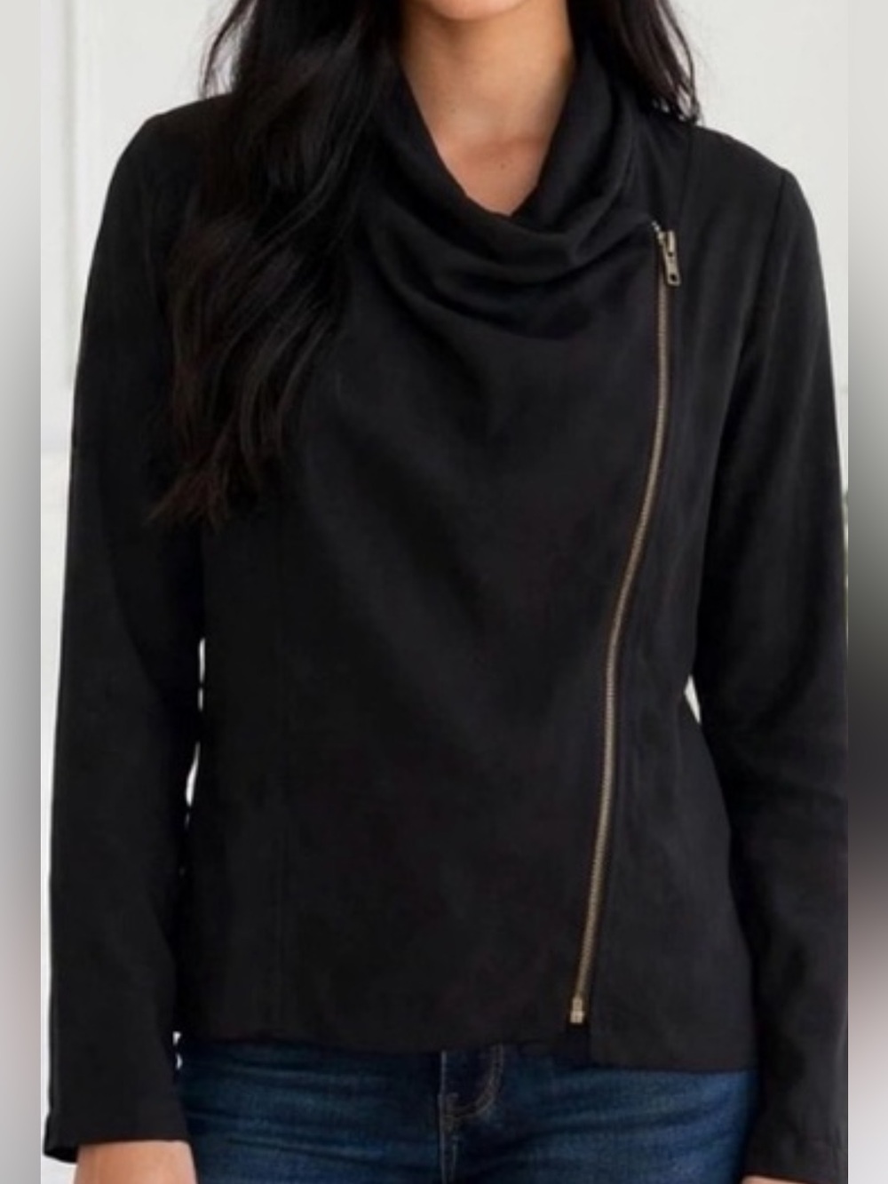 Forever 21 drape-front moto jacket —